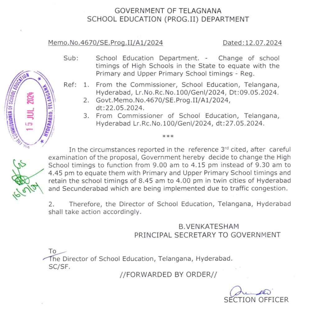 School Timings for High Schools